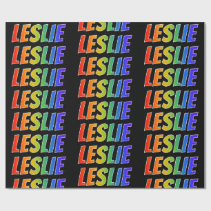 Rainbow Voornaam "LESLIE"; vun en kleurrijk Cadeaupapier