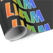 Rainbow Voornaam "LIAM"; vun & kleurrijk Cadeaupapier (Rol Hoek)