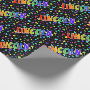 Rainbow voornaam "LINCOLN" + sterren Cadeaupapier