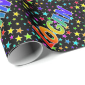 Rainbow voornaam "LOGAN" + sterren Cadeaupapier (Rol Hoek)