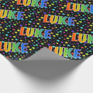 Rainbow Voornaam "LUKE" + sterren Cadeaupapier