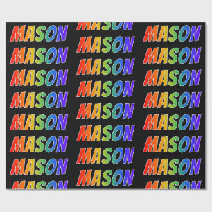 Rainbow Voornaam "MASON"; vun & kleurrijk Cadeaupapier