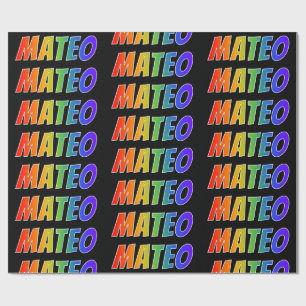 Rainbow Voornaam "MATEO"; vun & kleurrijk Cadeaupapier