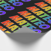 Rainbow Voornaam "MATEO"; vun & kleurrijk Cadeaupapier (Hoek)