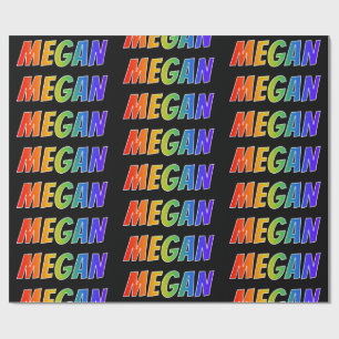 Rainbow Voornaam "MEGAN"; vun en kleurrijk Cadeaupapier