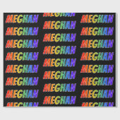 Rainbow Voornaam "MEGHAN"; vun en kleurrijk Cadeaupapier (Vlak)