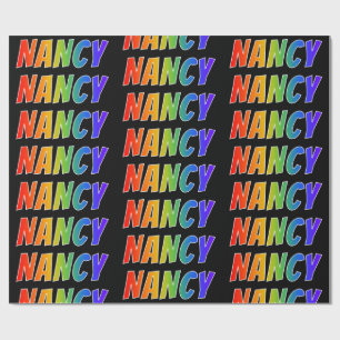 Rainbow Voornaam "NANCY"; vun en kleurrijk Cadeaupapier