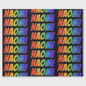 Rainbow Voornaam "NAOMI"; vun & kleurrijk Cadeaupapier (Vlak)