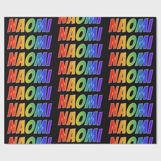 Rainbow Voornaam "NAOMI"; vun & kleurrijk Cadeaupapier (Vlak)