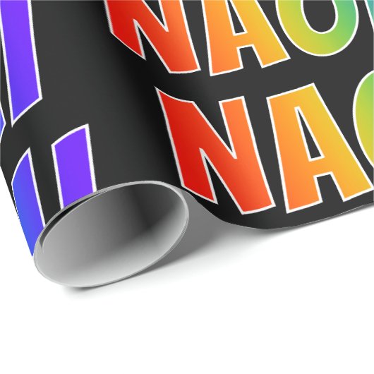 Rainbow Voornaam "NAOMI"; vun & kleurrijk Cadeaupapier (Rol Hoek)