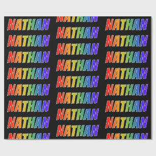 Rainbow Voornaam "NATHAN"; vun & kleurrijk Cadeaupapier
