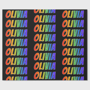 Rainbow Voornaam "OLIVIA"; vun en kleurrijk Cadeaupapier