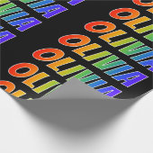 Rainbow Voornaam "OLIVIA"; vun en kleurrijk Cadeaupapier (Hoek)