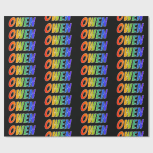 Rainbow Voornaam "OWEN"; vun & kleurrijk Cadeaupapier