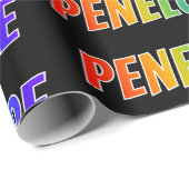 Rainbow Voornaam "PENELOPE"; vun en kleurrijk Cadeaupapier (Rol Hoek)