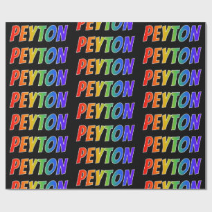 Rainbow Voornaam "PEYTON"; vun en kleurrijk Cadeaupapier