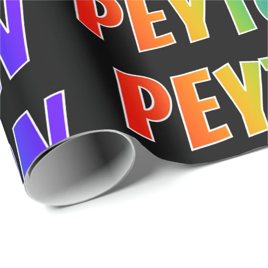Rainbow Voornaam "PEYTON"; vun en kleurrijk Cadeaupapier (Rol Hoek)