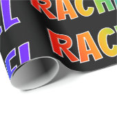 Rainbow Voornaam "RACHAEL"; vun en kleurrijk Cadeaupapier (Rol Hoek)