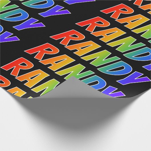 Rainbow Voornaam "RANDY"; vun en kleurrijk Cadeaupapier (Hoek)