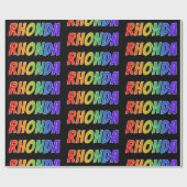 Rainbow Voornaam "RHONDA"; vun en kleurrijk Cadeaupapier (Vlak)