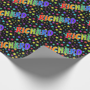 Rainbow voornaam "RICHARD" + sterren Cadeaupapier