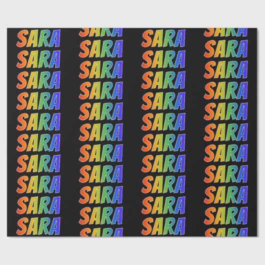 Rainbow Voornaam "SARA"; vun en kleurrijk Cadeaupapier (Vlak)