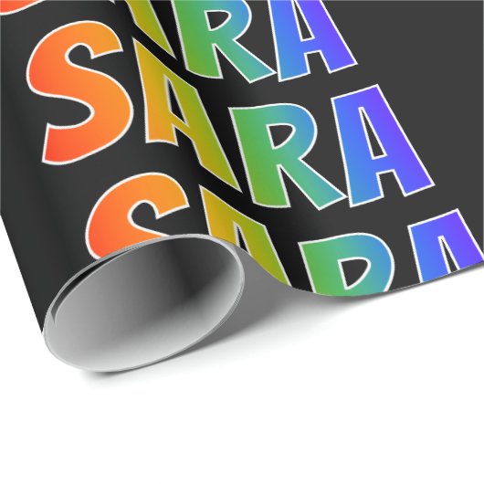 Rainbow Voornaam "SARA"; vun en kleurrijk Cadeaupapier (Rol Hoek)