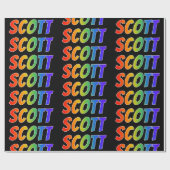 Rainbow Voornaam "SCOTT"; vun en kleurrijk Cadeaupapier (Vlak)