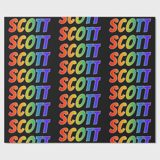 Rainbow Voornaam "SCOTT"; vun en kleurrijk Cadeaupapier (Vlak)