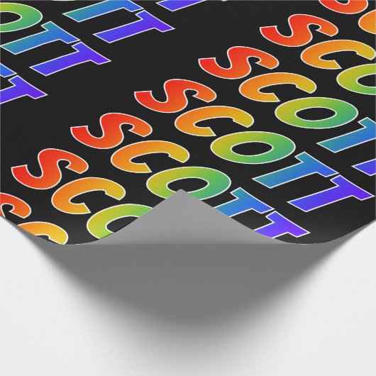 Rainbow Voornaam "SCOTT"; vun en kleurrijk Cadeaupapier (Hoek)