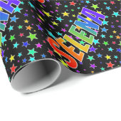Rainbow voornaam "SELENA" + sterren Cadeaupapier (Rol Hoek)