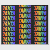 Rainbow Voornaam "TANYA"; vun en kleurrijk Cadeaupapier (Vlak)