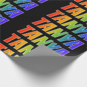 Rainbow Voornaam "TANYA"; vun en kleurrijk Cadeaupapier (Hoek)