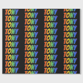 Rainbow Voornaam "TONY"; vun & kleurrijk Cadeaupapier (Vlak)