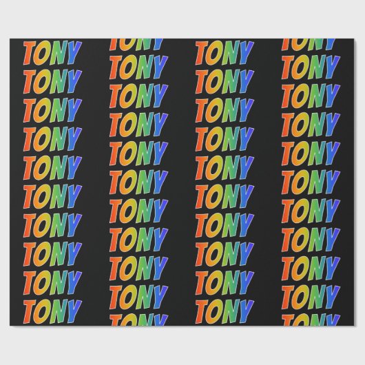 Rainbow Voornaam "TONY"; vun & kleurrijk Cadeaupapier (Vlak)