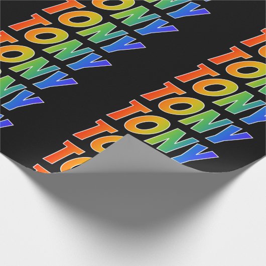 Rainbow Voornaam "TONY"; vun & kleurrijk Cadeaupapier (Hoek)