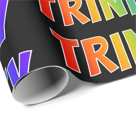 Rainbow Voornaam "TRINITY"; vun & kleurrijk Cadeaupapier (Rol Hoek)