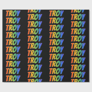 Rainbow Voornaam "TROY"; vun & kleurrijk Cadeaupapier