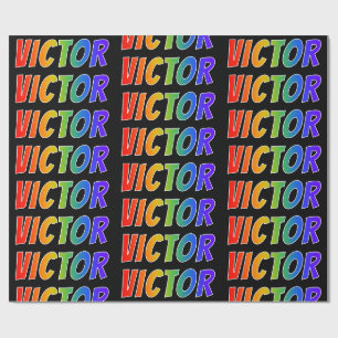 Rainbow Voornaam "VICTOR"; vun en kleurrijk Cadeaupapier