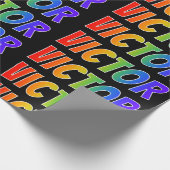 Rainbow Voornaam "VICTOR"; vun en kleurrijk Cadeaupapier (Hoek)