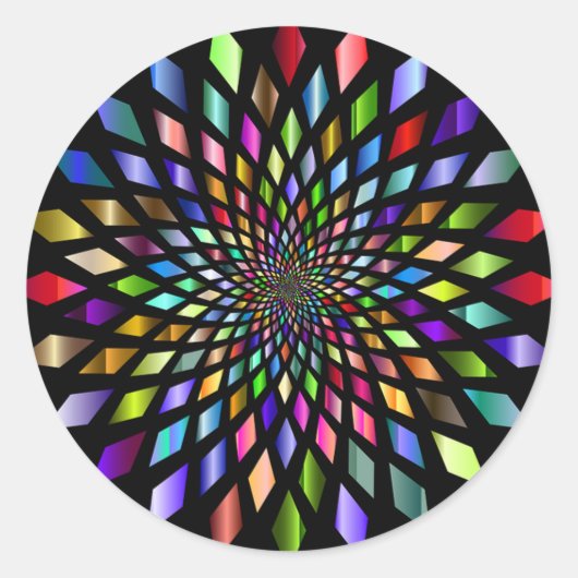 Rainbow Vortex Ronde Sticker (Voorkant)