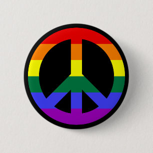 Rainbow-vredessymbool Ronde Button 5,7 Cm