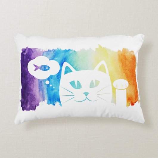 Rainbow Water Color Dream Cat Accent Kussen (Voorkant)
