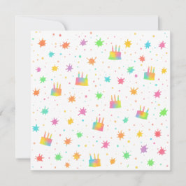 Rainbow Watercolor Birthday Cake Colorful Paint Kaart