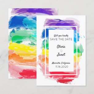 Rainbow Watercolors Collectie Bewaar De Datum Kaart