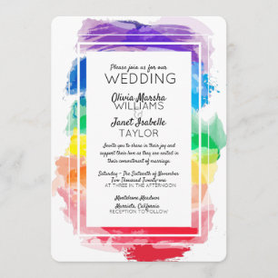 Rainbow Watercolors Collectie Trouwuitnodiging Kaart