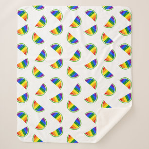 Rainbow Watermelon Pattern Sherpa Deken