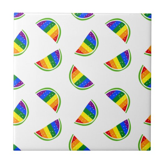 Rainbow Watermelon Pattern Tegeltje (Voorkant)