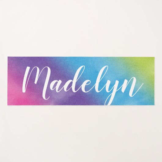 Rainbow-Waterverf Aangepaste monogram voor scripts Yogamat (Voorkant (horizontaal))