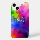 Rainbow Waterverf Abstracte naam Monogram Case-Mate iPhone Case (Achterkant)
